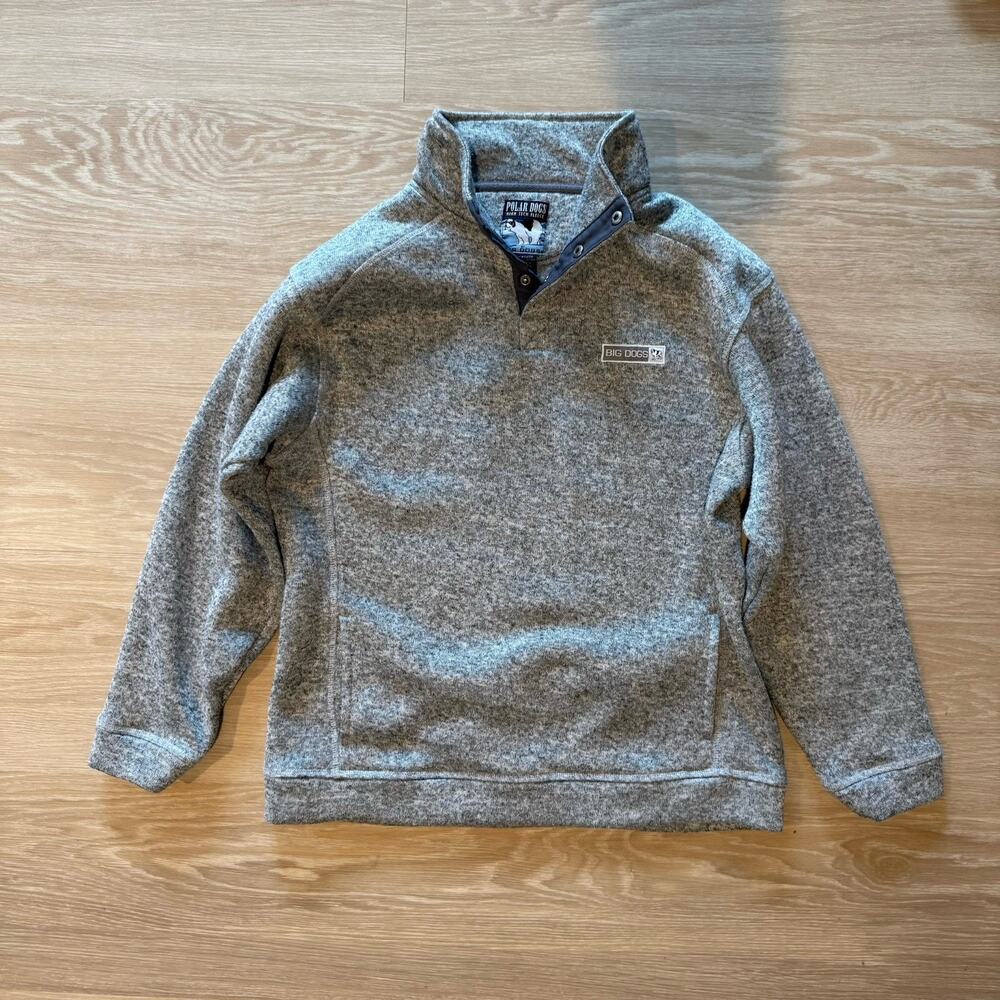 Vintage Polar Dogs Big Dogs Fleece Sweatshirt 1/4 Zip Men’s Large Grey Knit